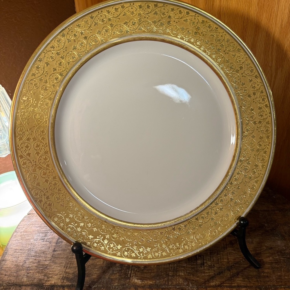 (2) Wm. Guerin & Co. Limoges Porcelain Gold Dinner Plate, 10.5 Inch, France